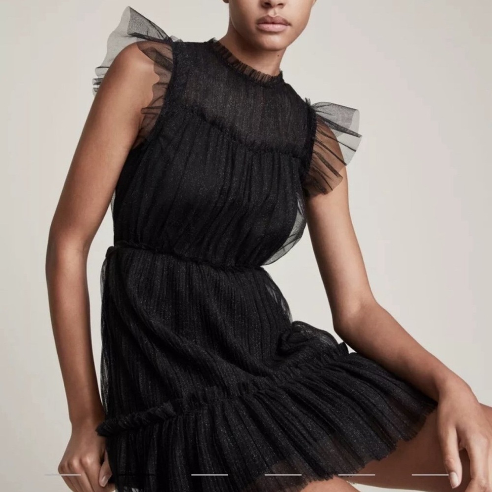 AllSaints Perry Metallic Tulle Dress